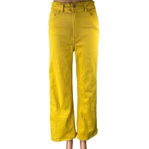 H&M Women's Yellow High Waisted Wide Leg Baggy Palazzo Denim Jeans Pants Size 6